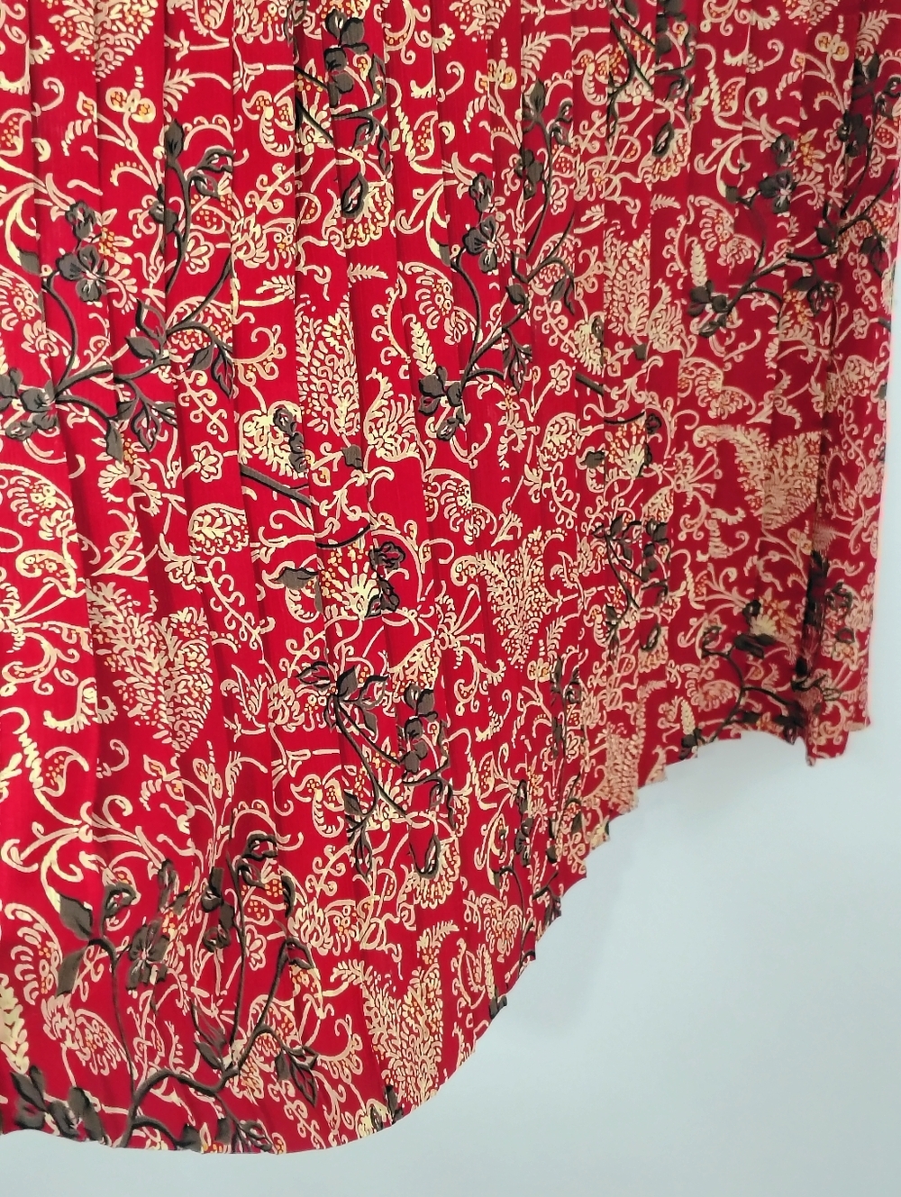 Vintage 80s Leslie Fay Women's Red Floral Midi Dress Sz 14 Secretary Volup Plus - Picture 5 of 8